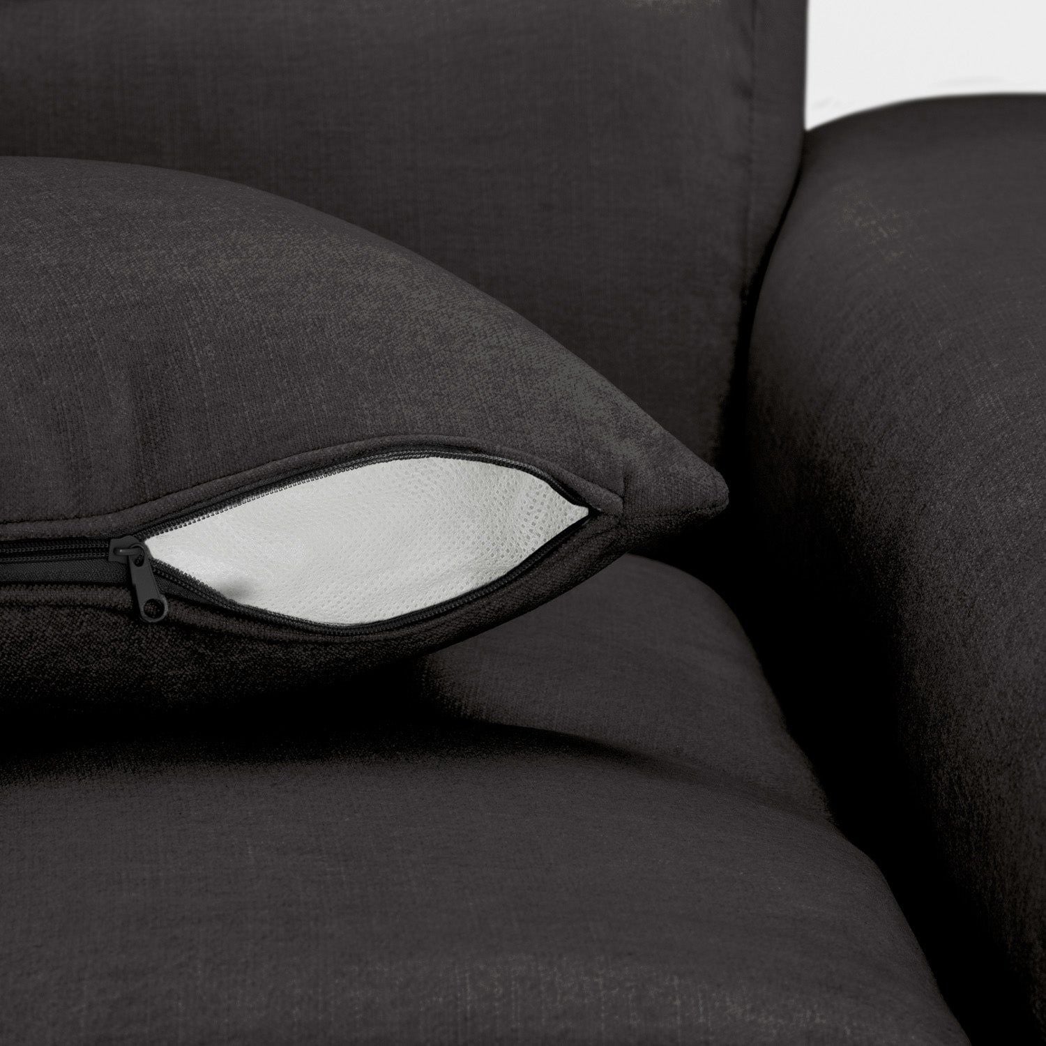 Black Fabric Upholsterd Right Hand Facing Corner Sofa