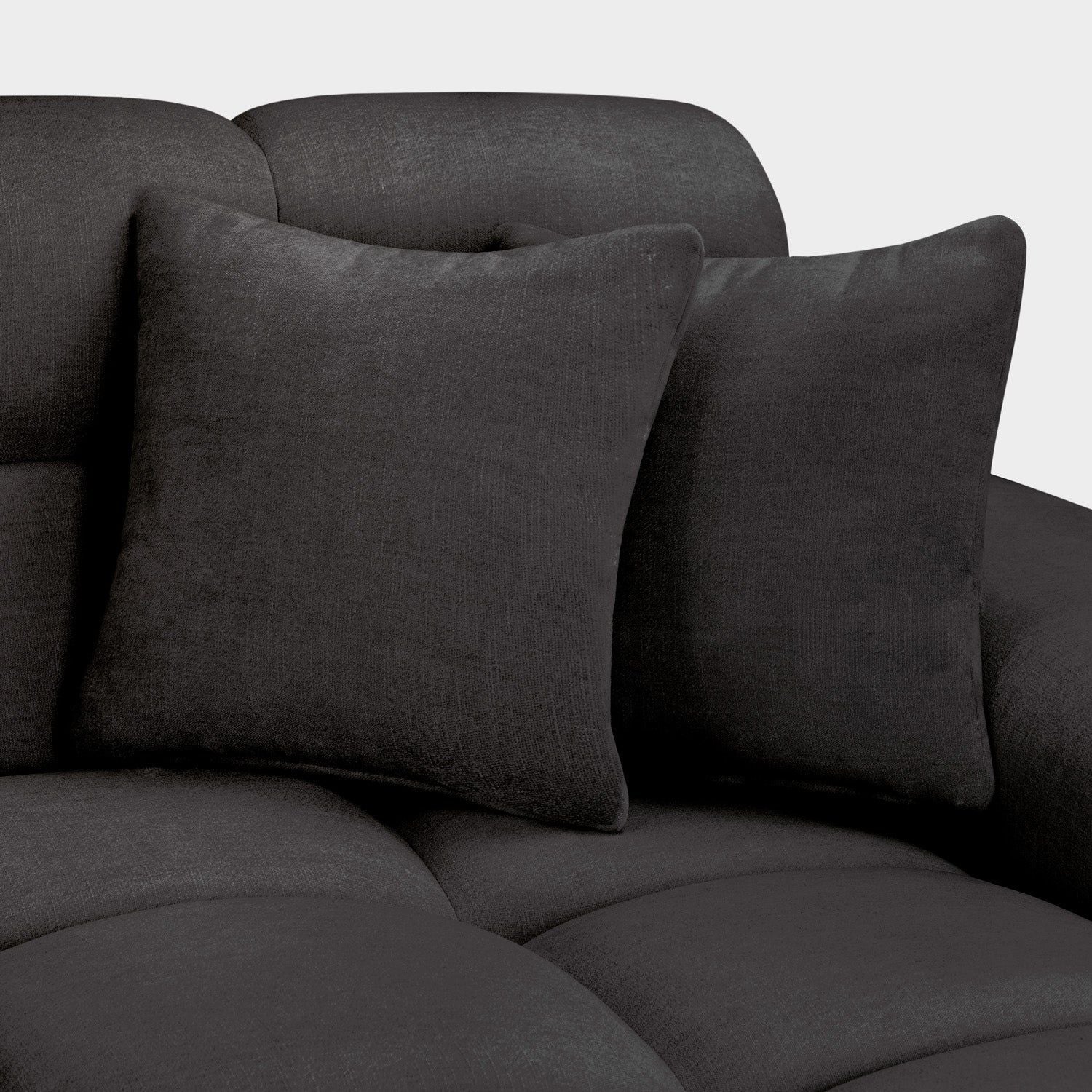 Black Fabric Upholstered Left Hand Facing Corner Sofa