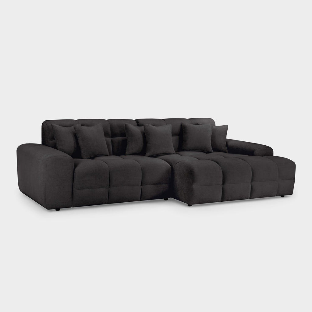 Black Fabric Upholsterd Right Hand Facing Corner Sofa