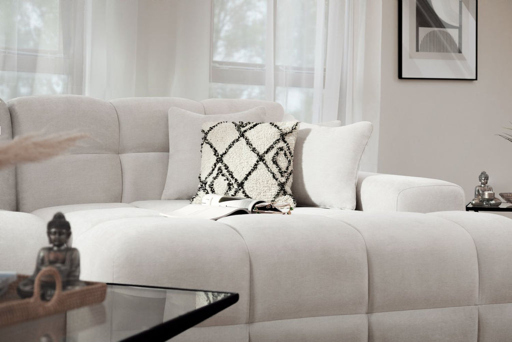 Natural Beige Fabric Right Hand Facing Corner Sofa