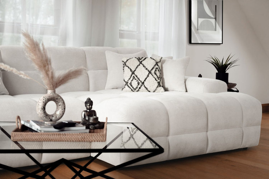 Natural Beige Fabric Right Hand Facing Corner Sofa