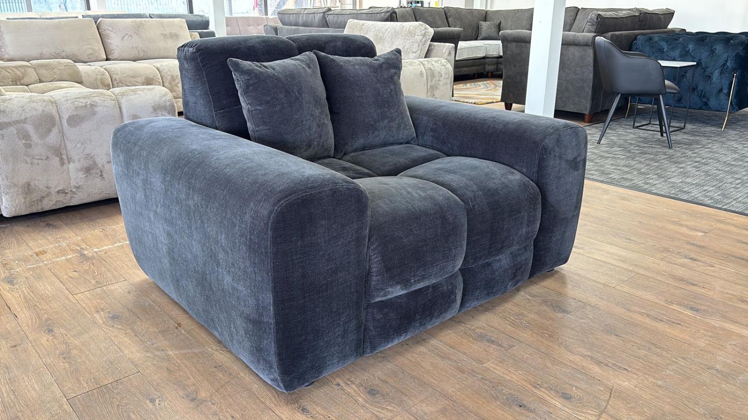 Black Fabric Armchair with Scatter Cushions