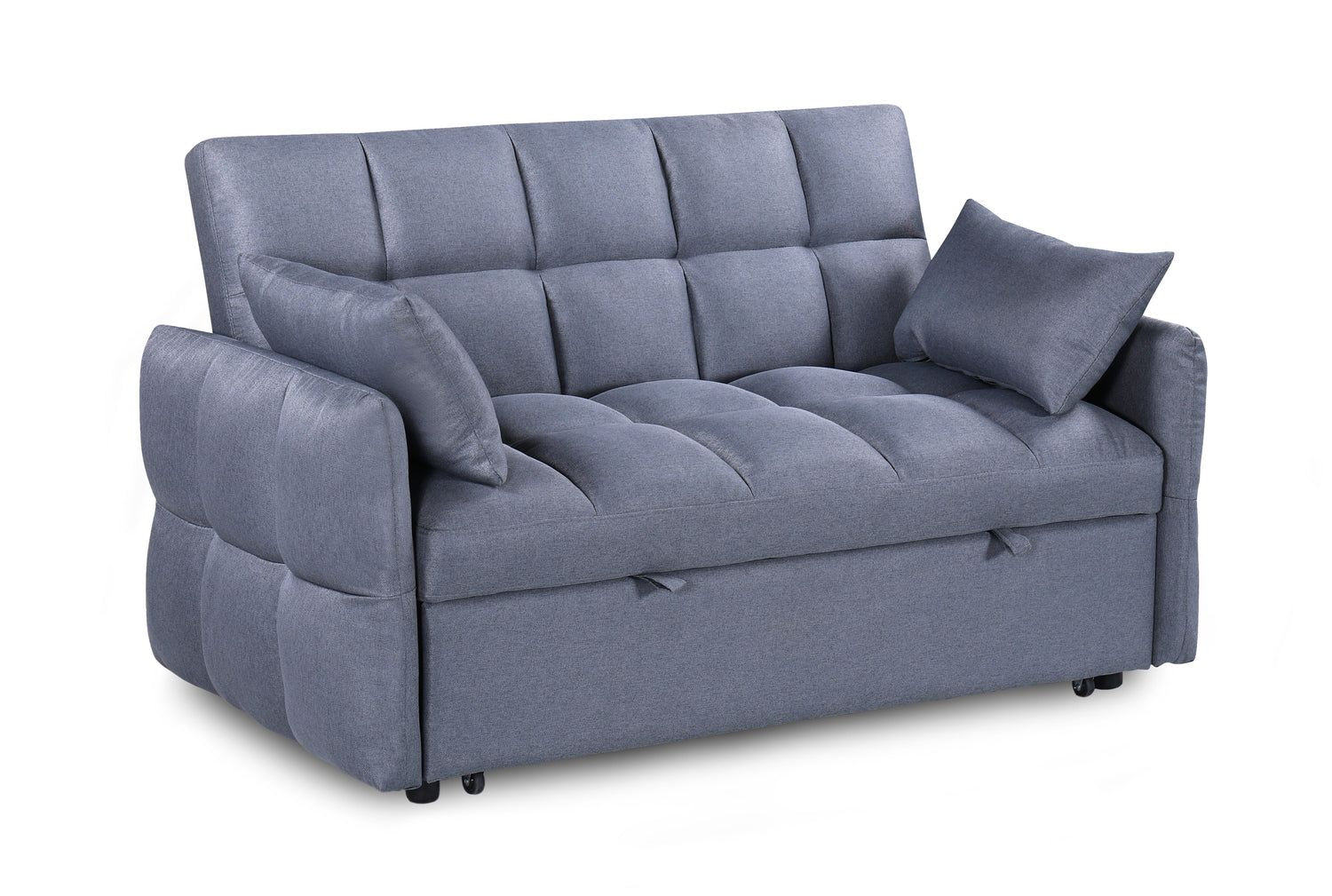 Grey Fabric 2 Seater Sofabed with Padded Cushions