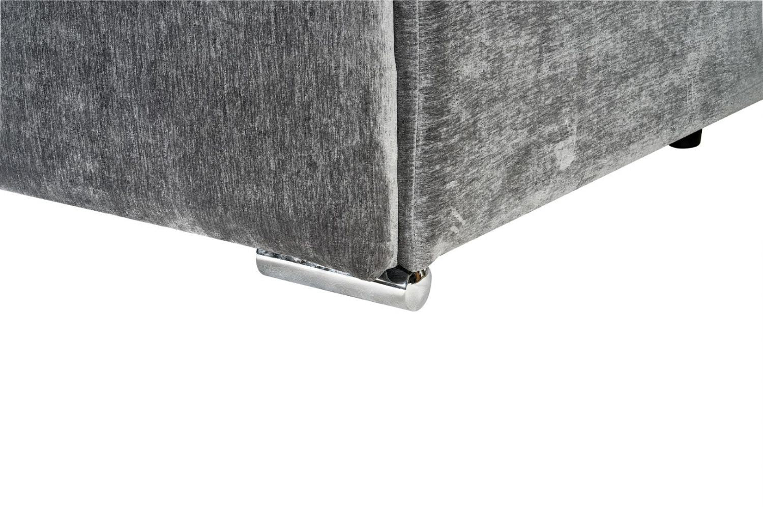 Charcoal Fabric Right Hand Facing Corner Sofa Chrome Feet