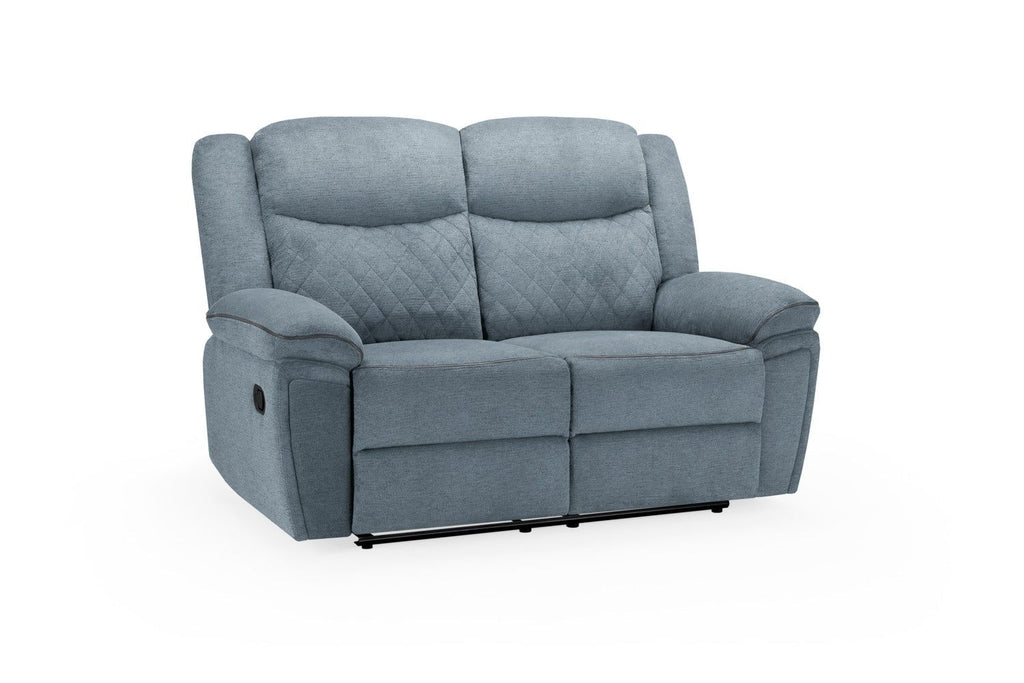 Grey Fabric Quilted Back Manual 2 Seater Recliner Sofa