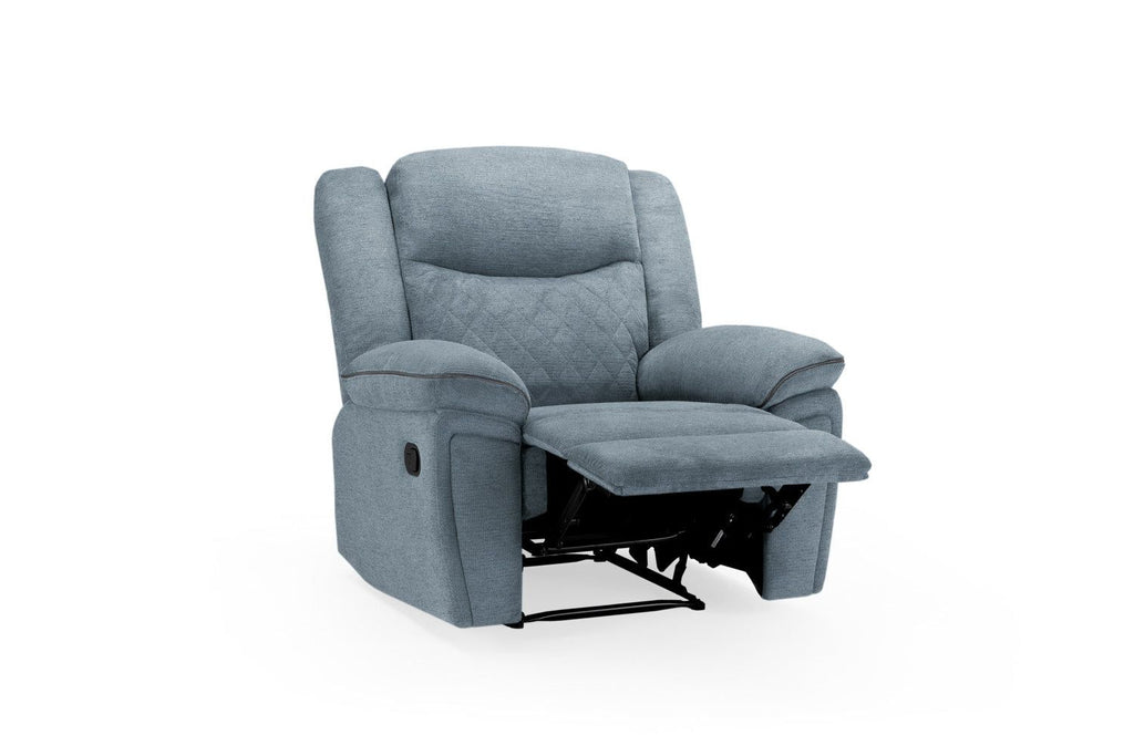 Grey Fabric Quilted Back Manual Recliner Armchair