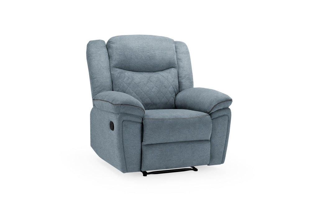 Grey Fabric Quilted Back Manual Recliner Armchair