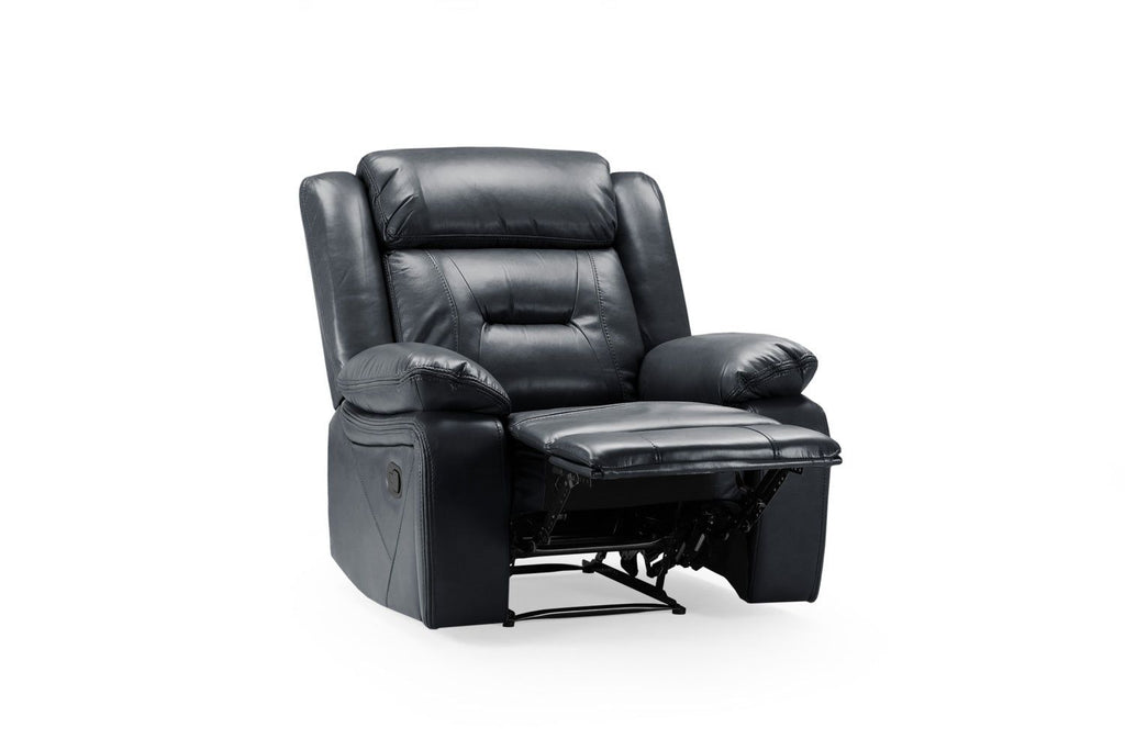 Black Leather Effect Manual Recliner Armchair