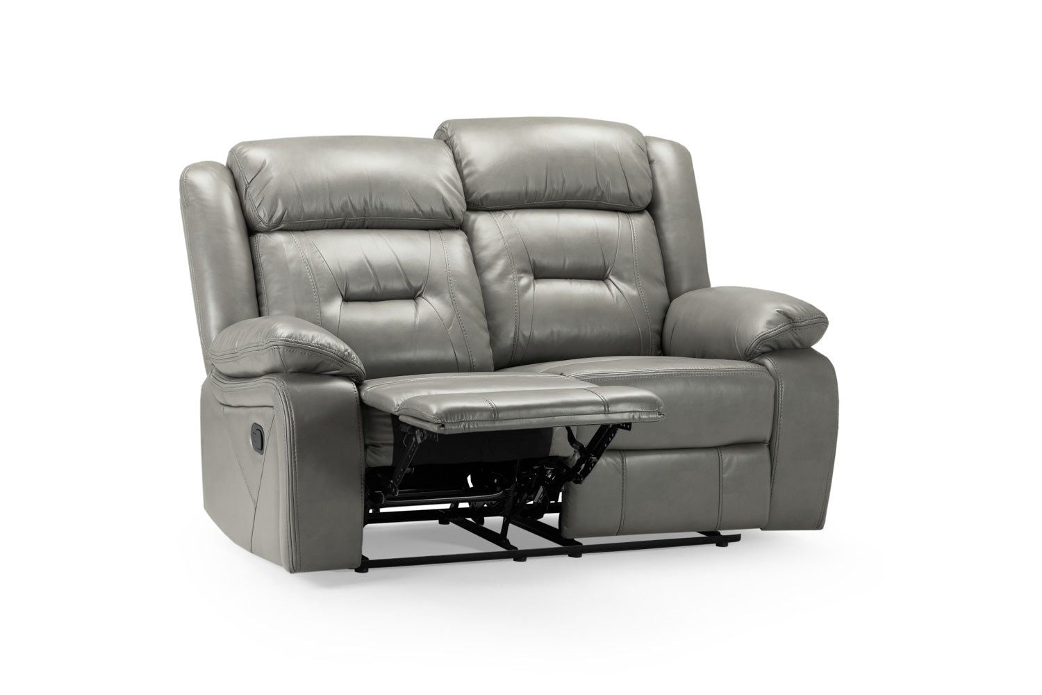 Grey Leather Effect 2 Seater Manual Recliner Sofa