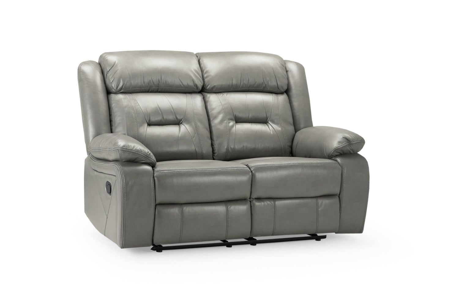 Grey Leather Effect 2 Seater Manual Recliner Sofa
