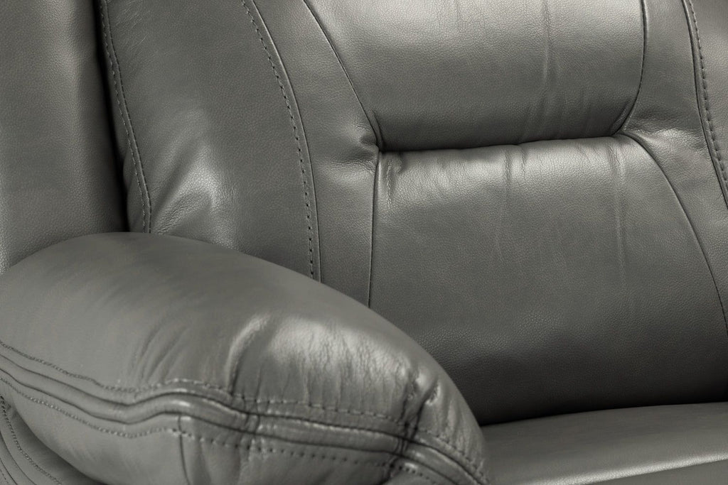 Grey Leather Effect Manual Recliner Armchair
