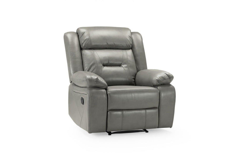 Grey Leather Effect Manual Recliner Armchair
