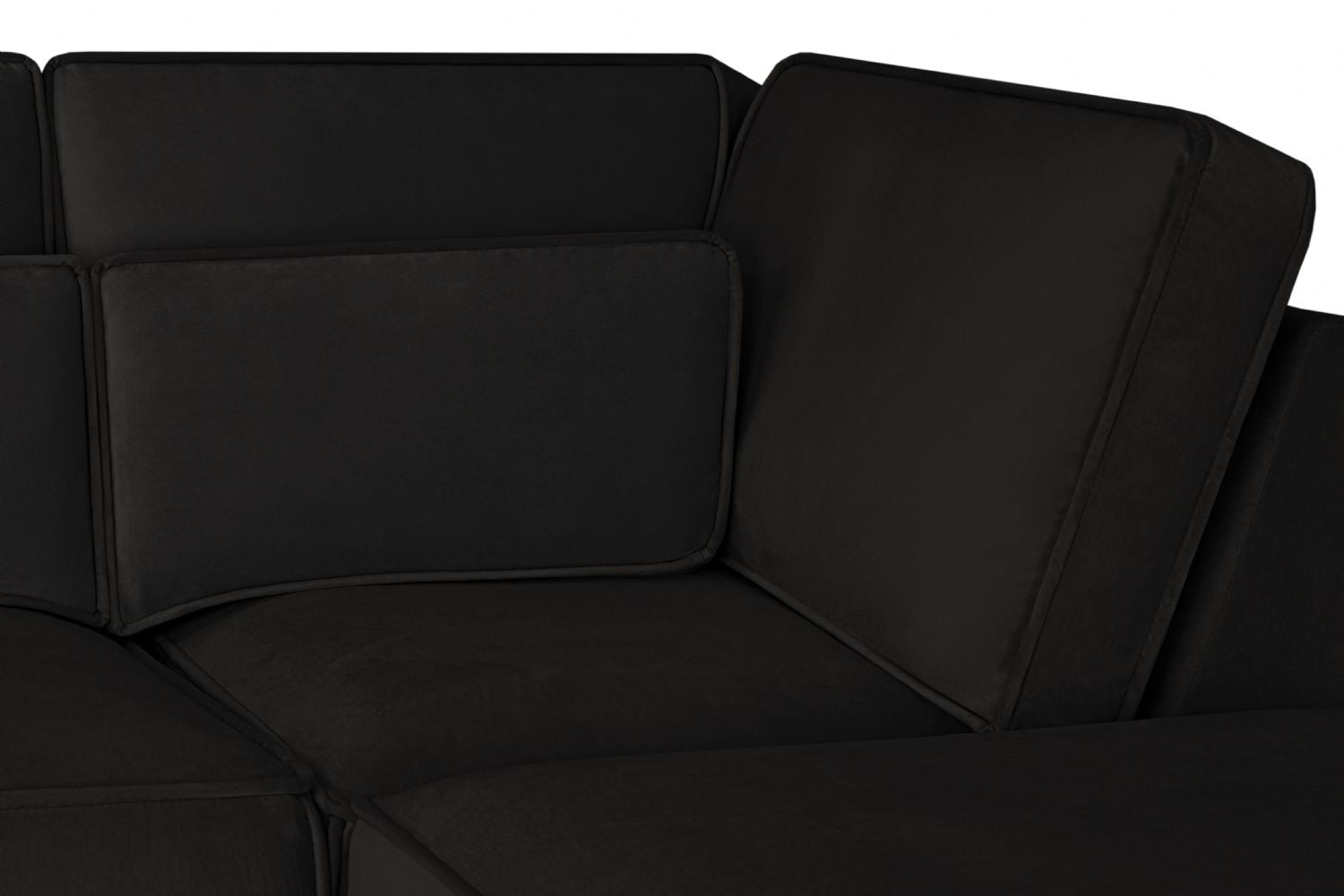 Black Fabric U Shape Corner Sofa with Bolster Cushions