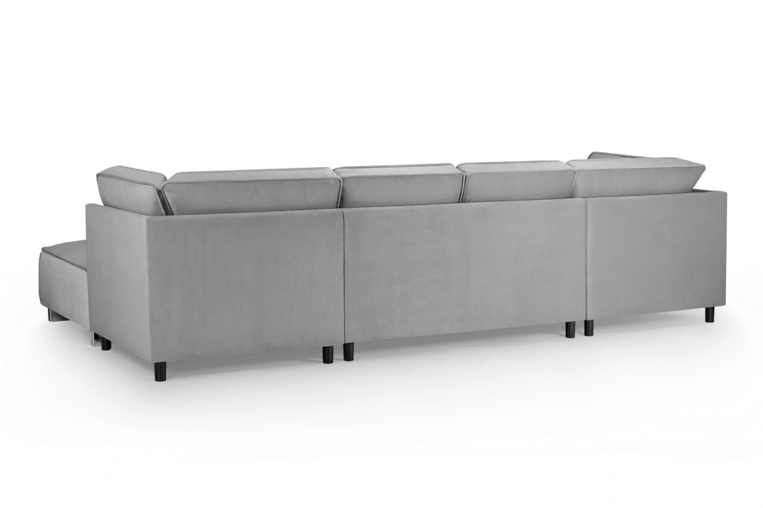 Grey Velvet U Shape Large Corner Sofa with Bolster Cushions