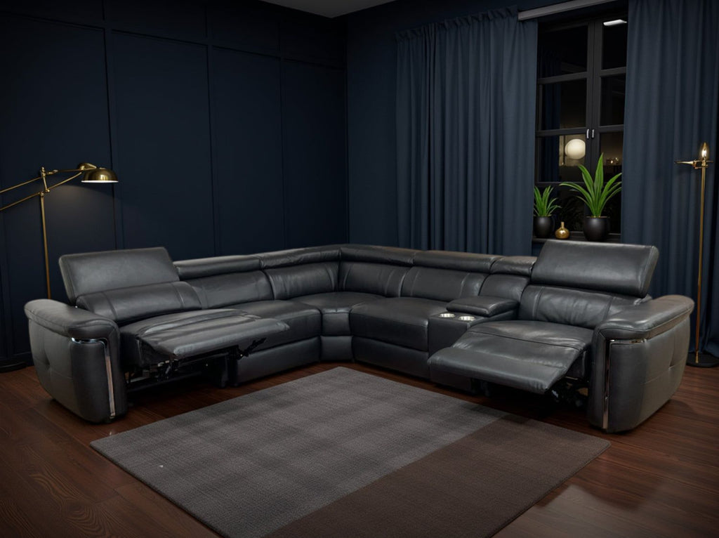 Somerville Electric Recliner Sofa Black Large Corner