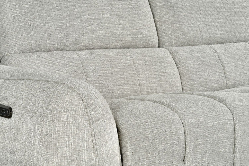 Silver Woven Fabric Left Hand Facing Electric Recliner Sofa