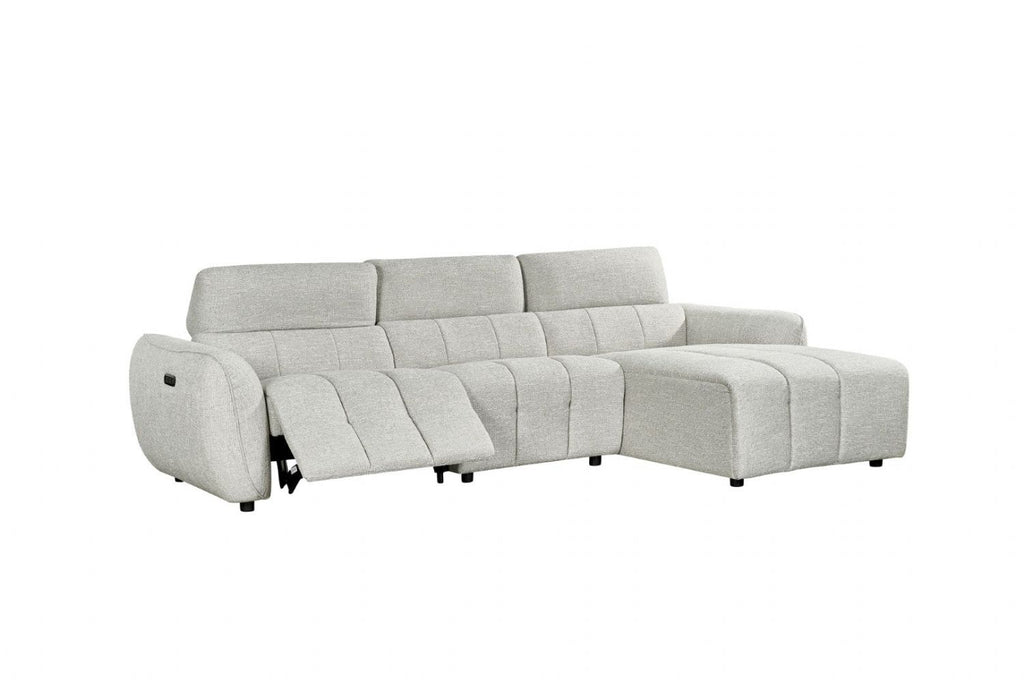 Silver Fabric Electric Recliner Corner Sofa Right Hand Sofa