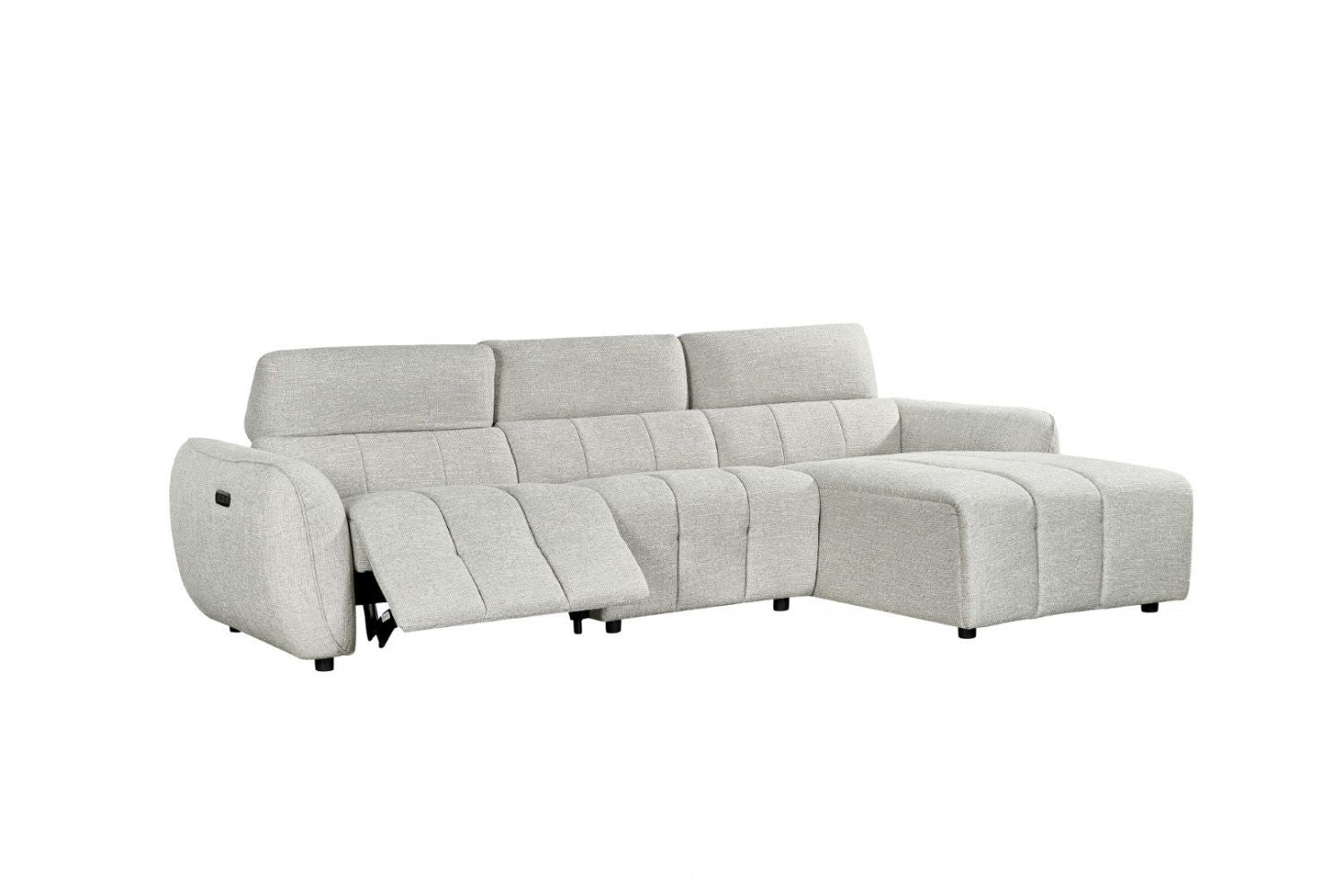 Silver Fabric Electric Recliner Corner Sofa Right Hand Sofa