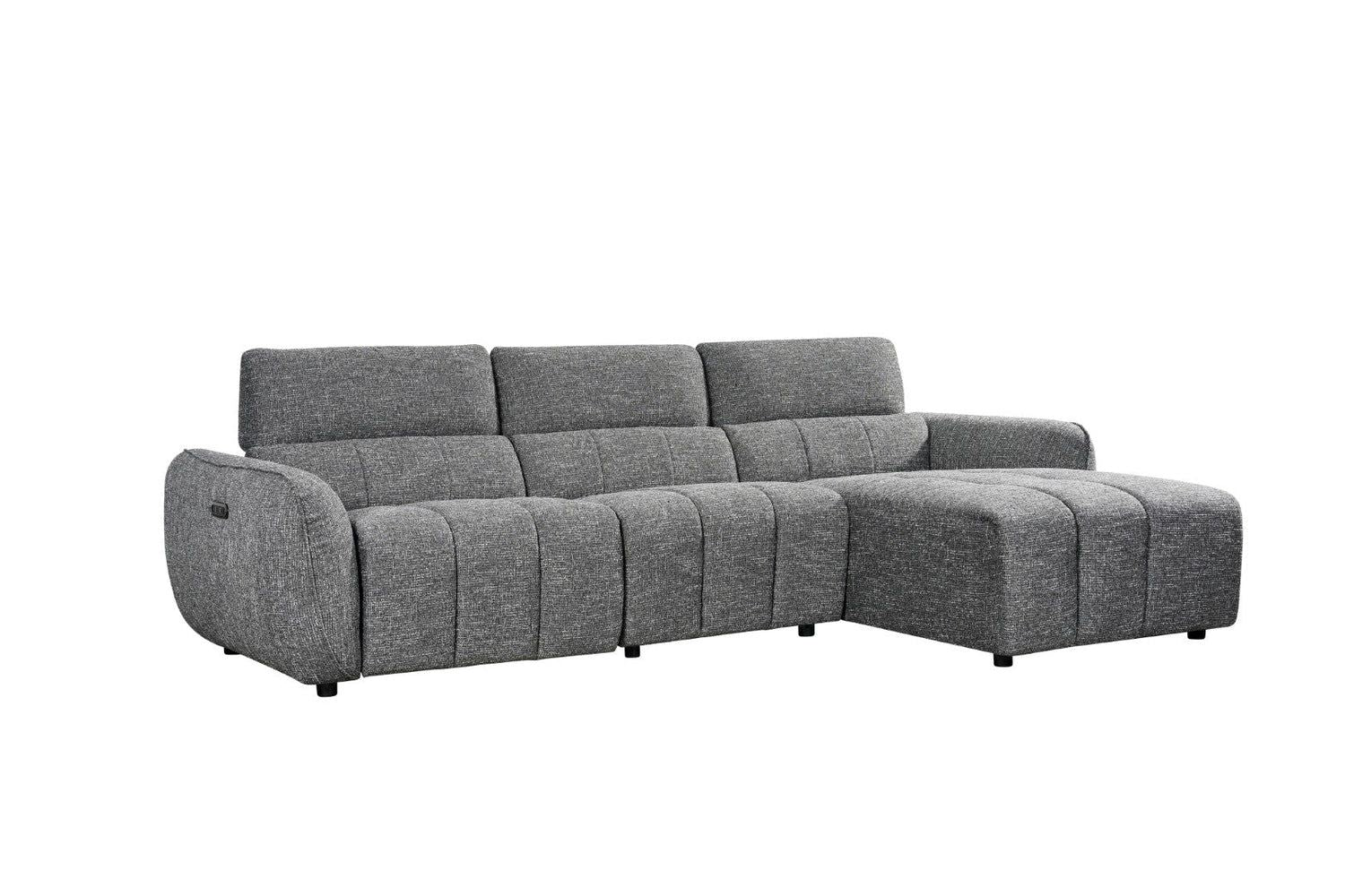 Charcoal Fabric Electric Recliner Corner Sofa RHF