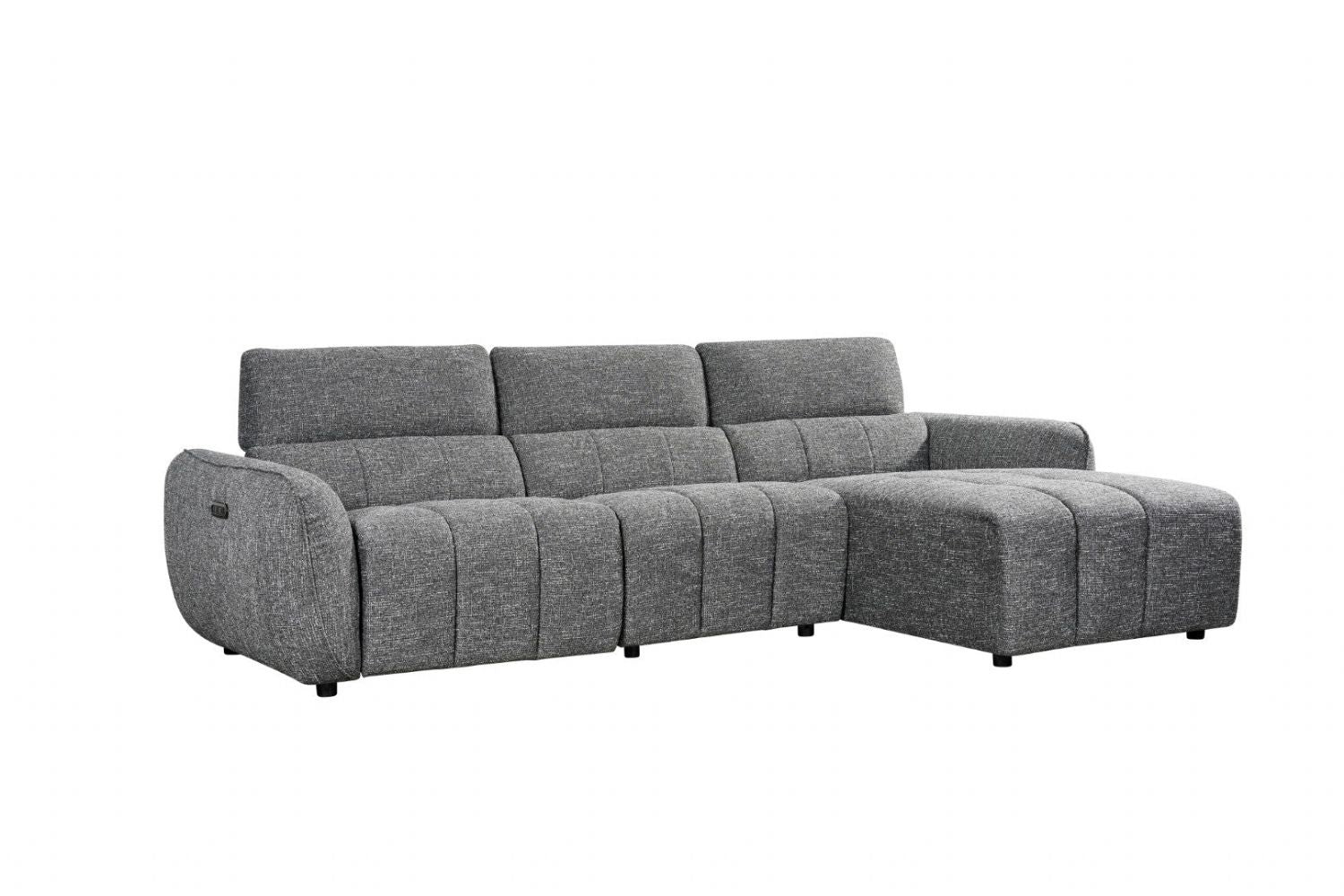 Charcoal Fabric Electric Recliner Corner Sofa RHF
