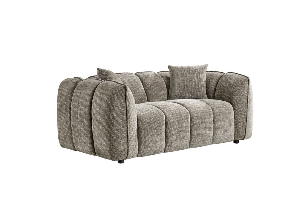 Mocha Fabric Channel Tufted Design 2 Seater Sofa
