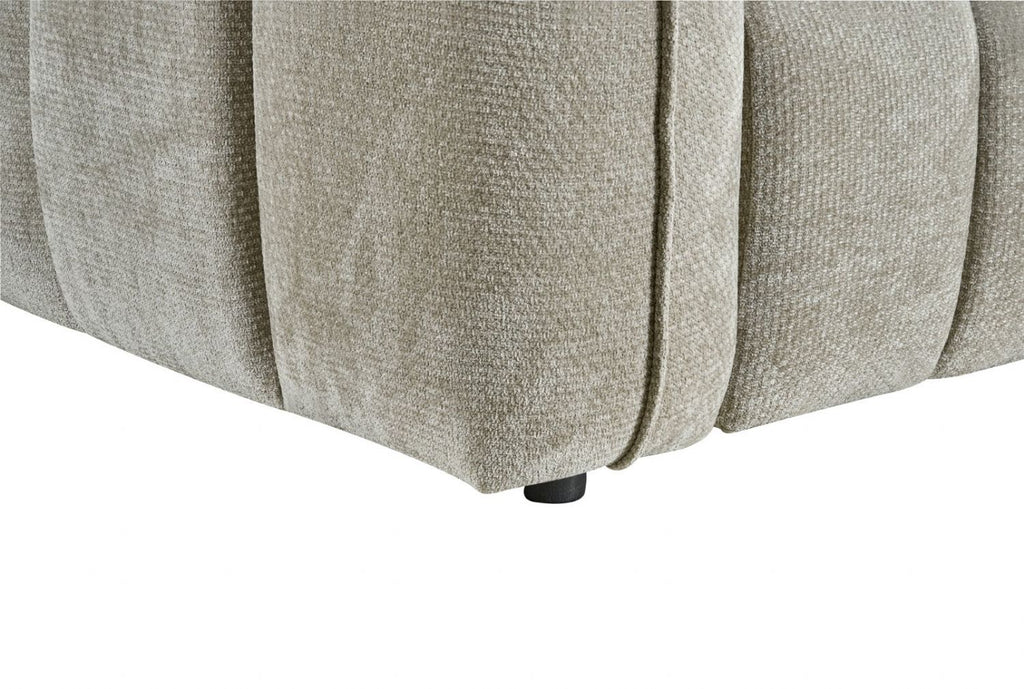 Beige Fabric Channel Tufted Design 2 Seater Sofa