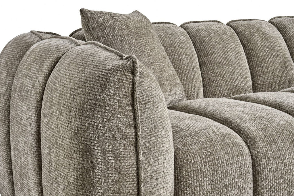 Mocha Fabric Channel Tufted Design 2 Seater Sofa