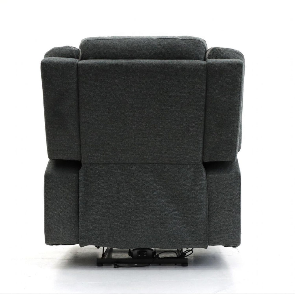 Grey Leather Effect Electric Recliner Armchair