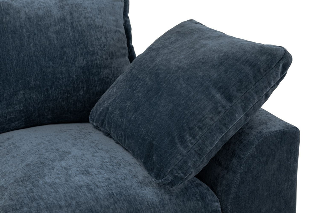 Blue Fabric Pillow Back Large Corner Sofa Group