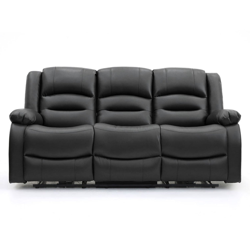 Black Leather Effect 3 Seater Electric Recliner Sofa