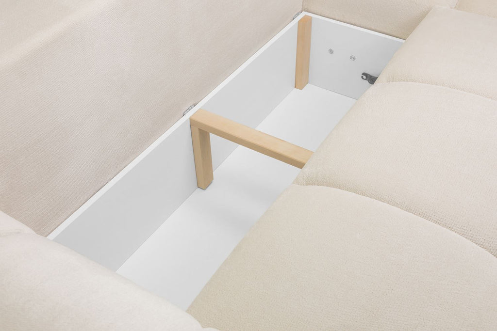 Cream Fabric Large Convertable Corner Sofabed with Storage