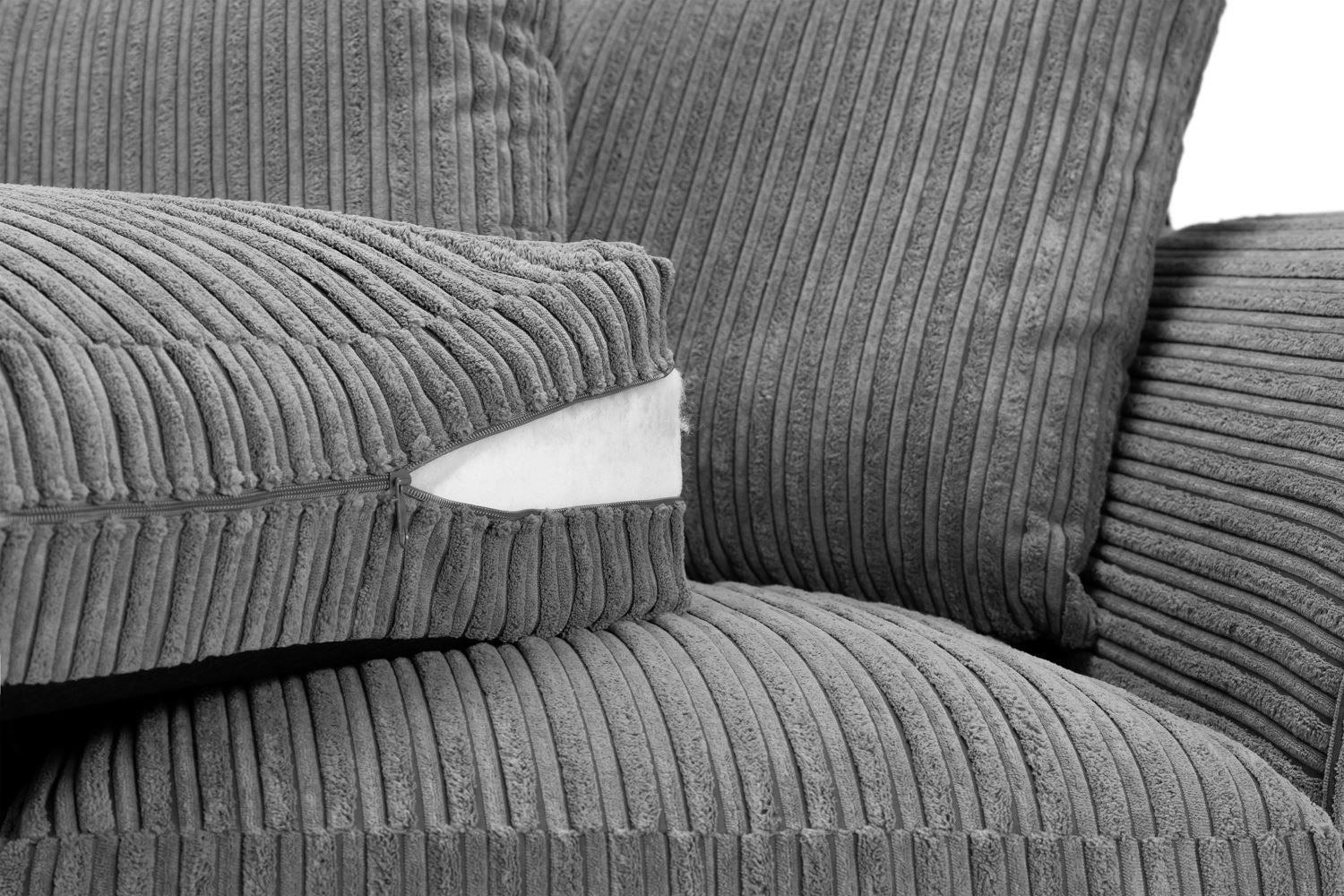 Grey Fabric Scatter Back Corner Sofa Left Hand Facing