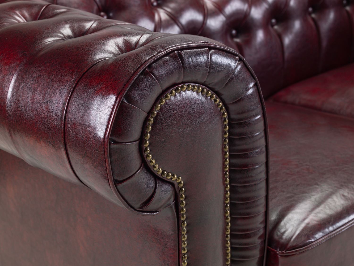 Oxblood Red Bonded Leather Buttoned Back Chesterfield Chair