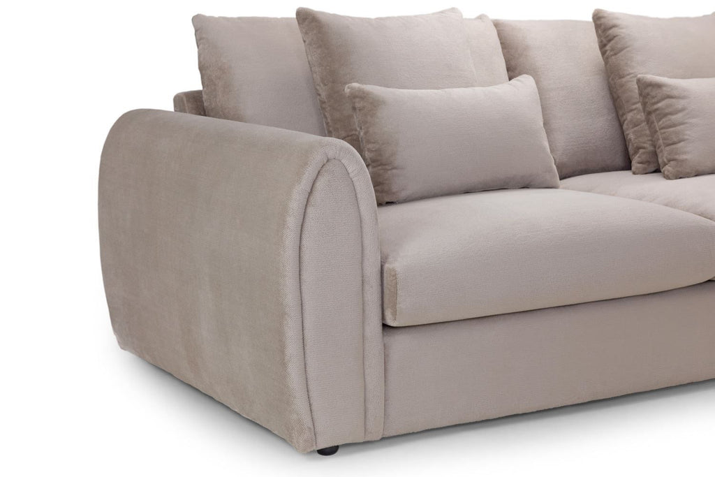 Mocha Chenille Fabric Right Hand Facing Corner Sofa