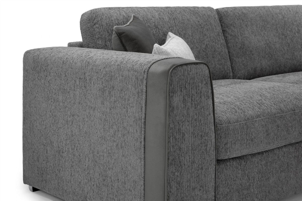 Grey Chenille Fabric Large Corner Sofa