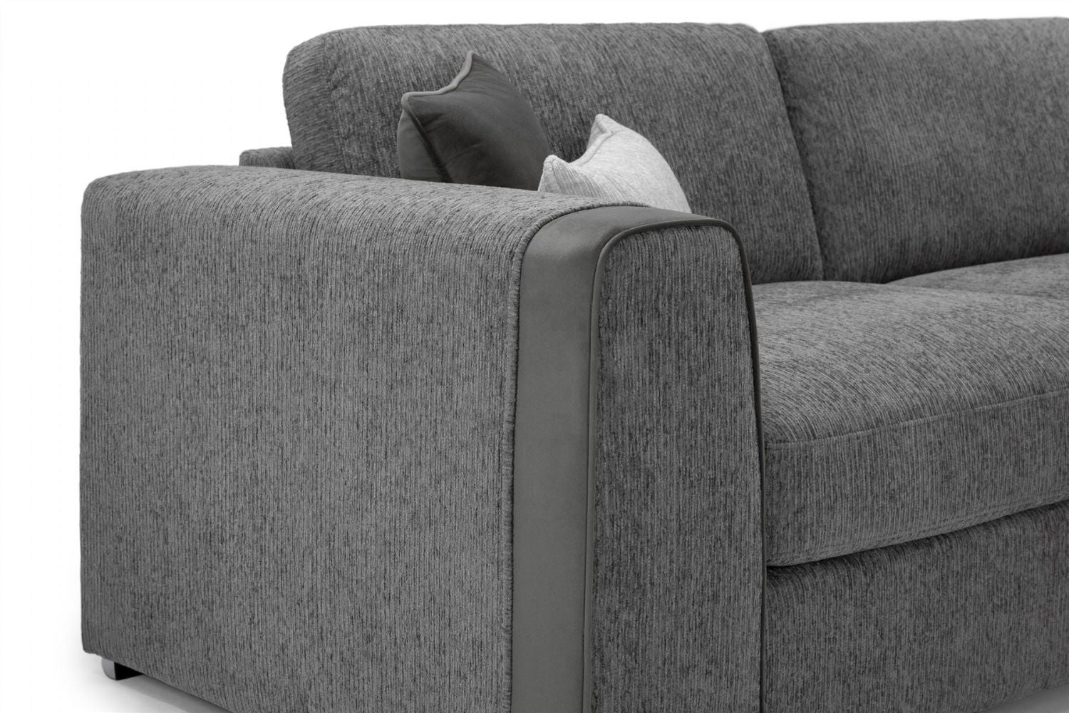 Grey Chenille Fabric Large Corner Sofa