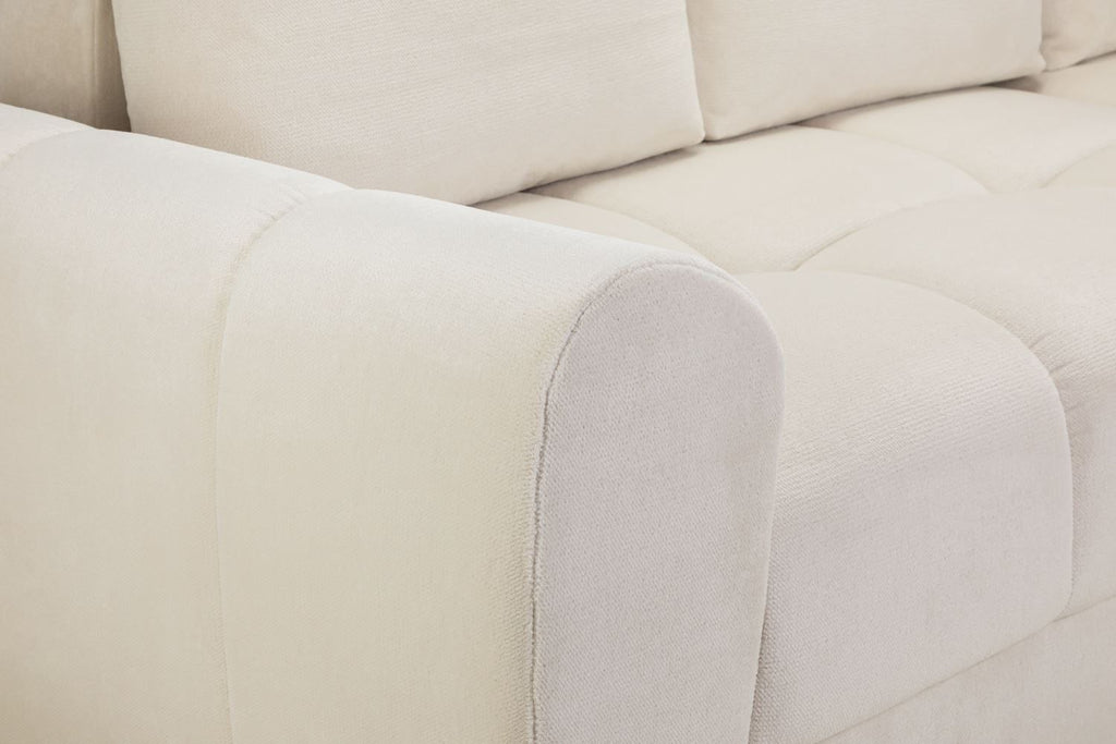 Cream Fabric Large Convertable Corner Sofabed with Storage