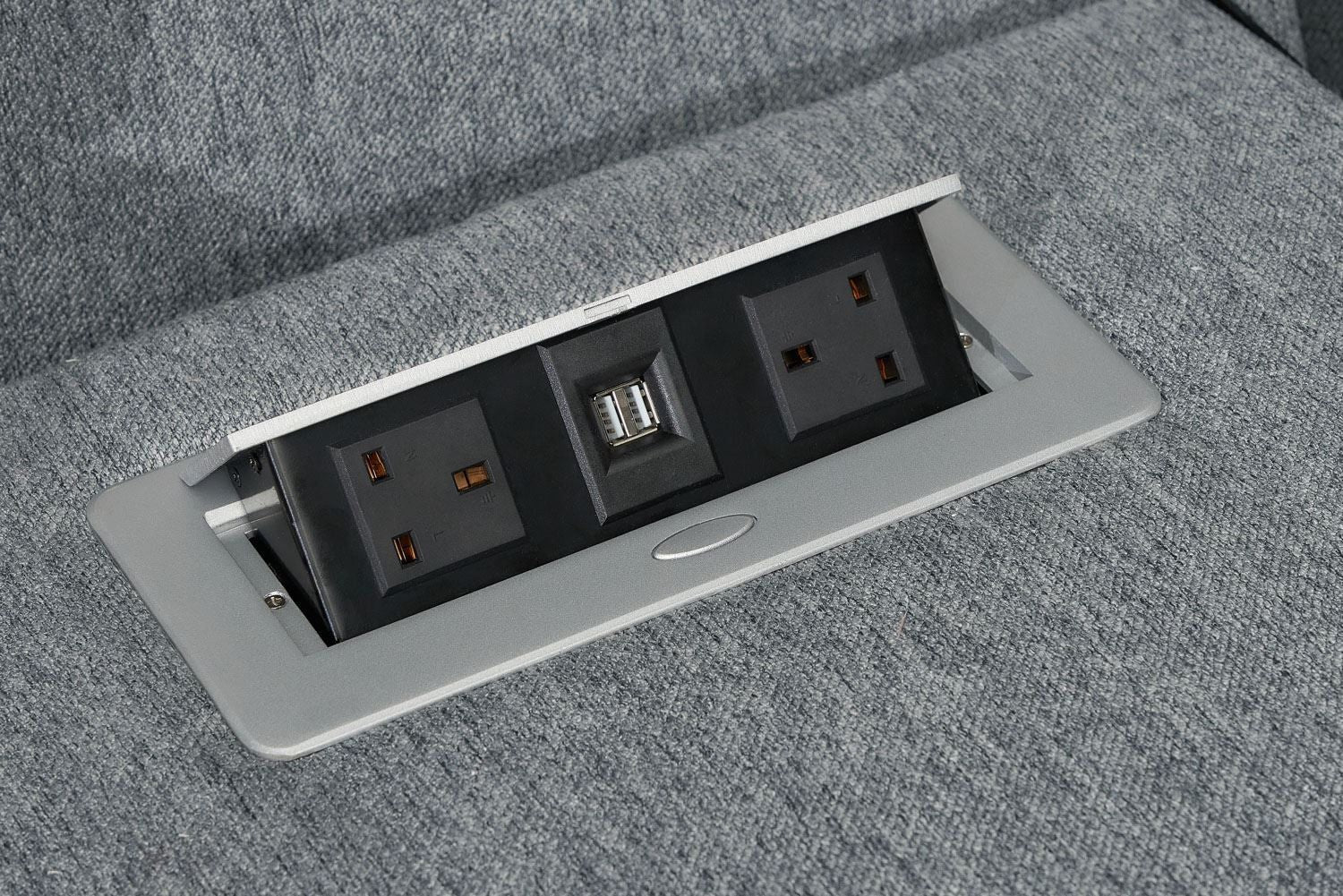 Grey Fabric Large Electric Corner Recliner Sofa