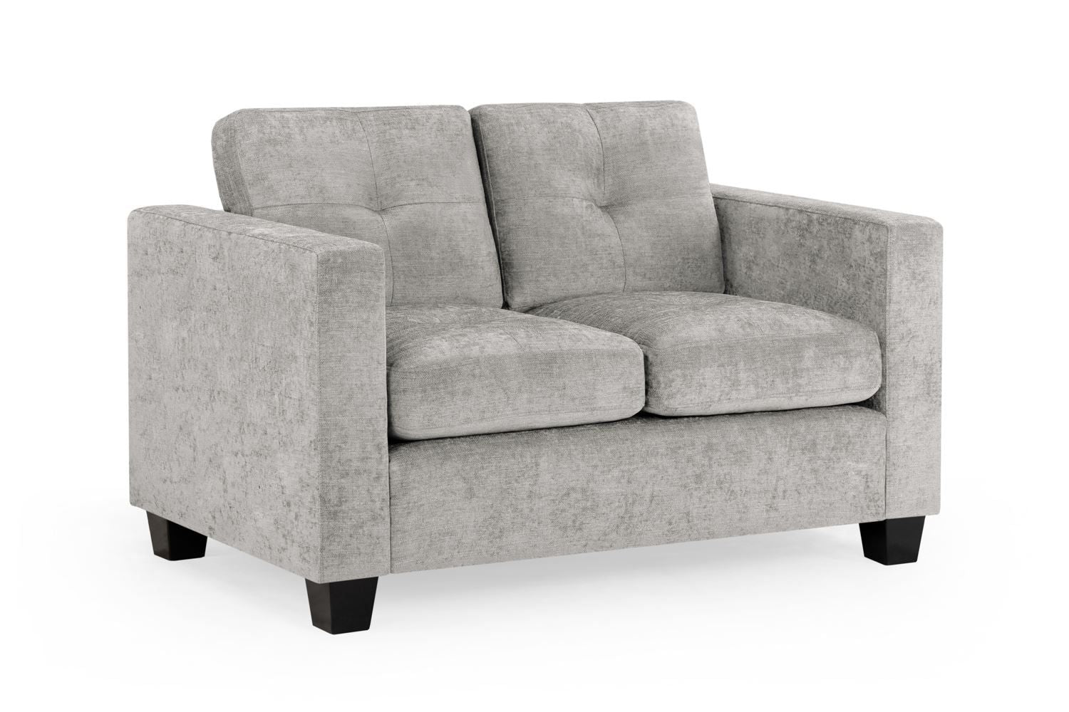 Grey Leather Effect Fabric Standard Back 2 Seater Sofa