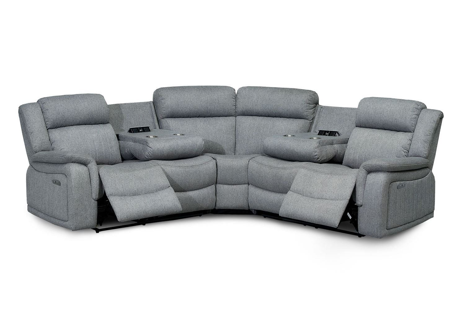 Grey Fabric Large Electric Corner Recliner Sofa