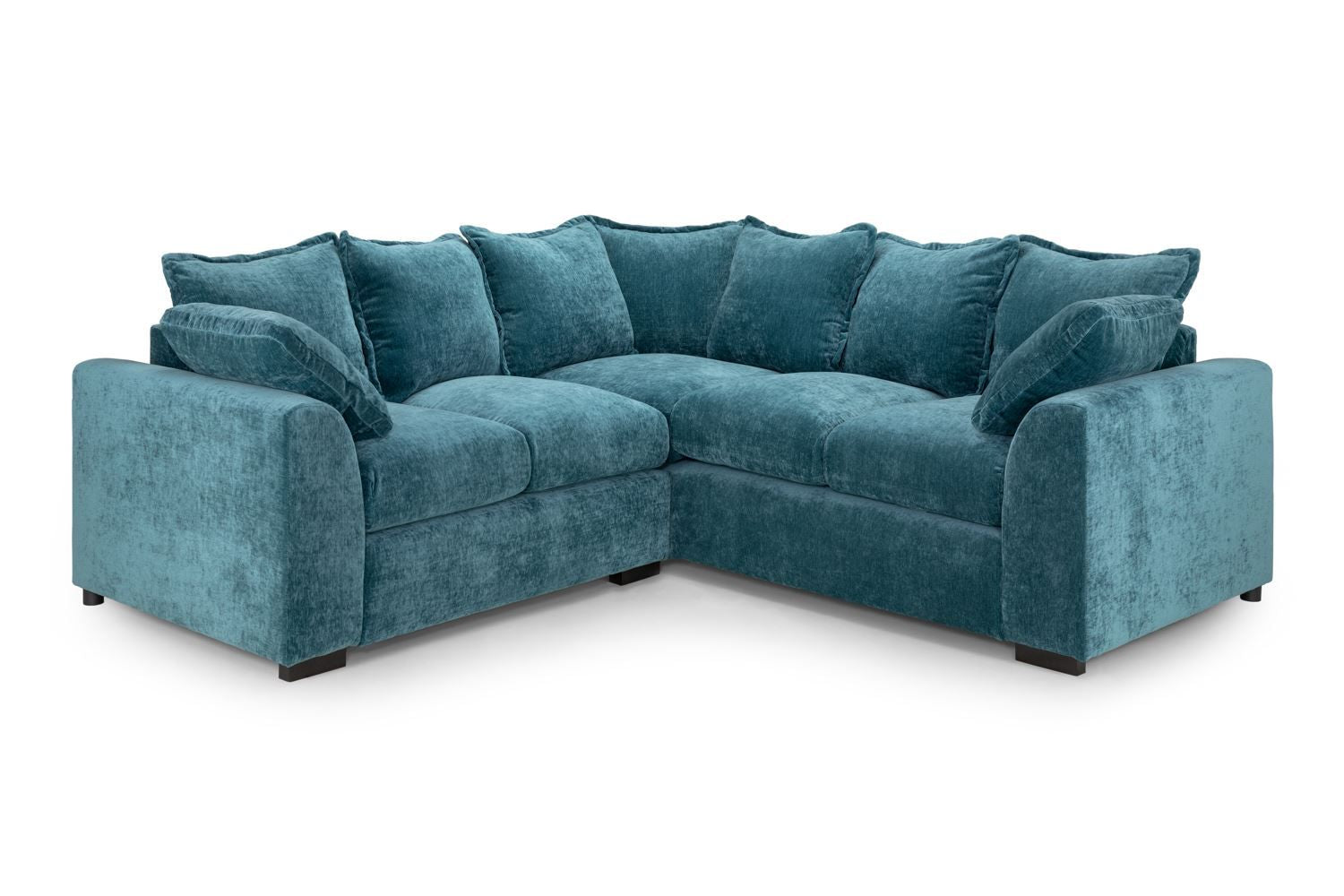 Teal Blue Fabric Large Pillow Back Corner Sofa