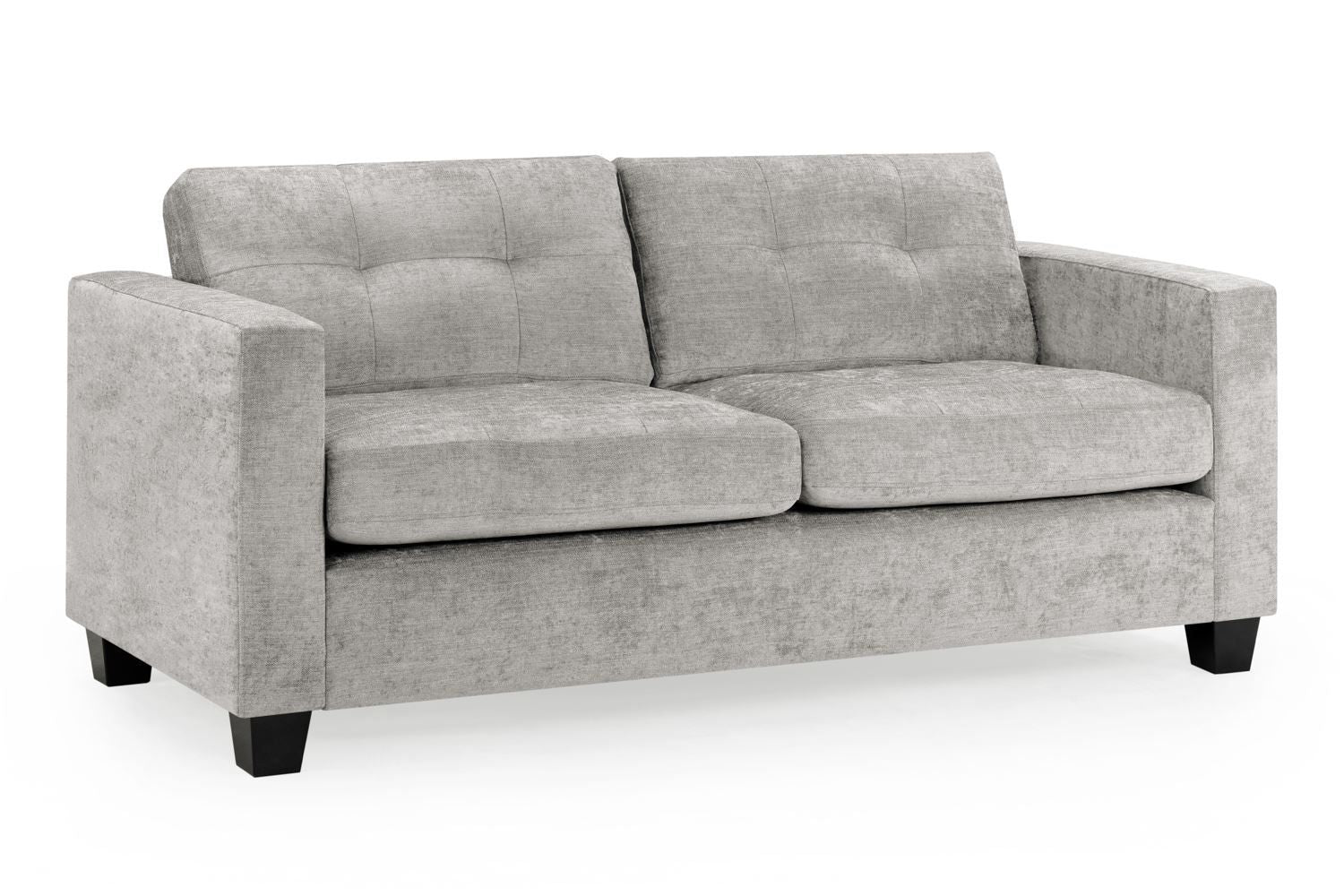 Grey Leather Effect Fabric Standard Back 3 Seater Sofa