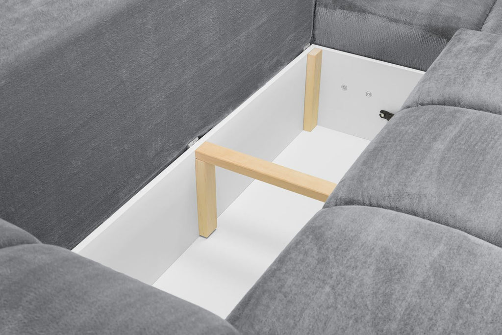 Grey Fabric Universal Corner Sofabed with Storage