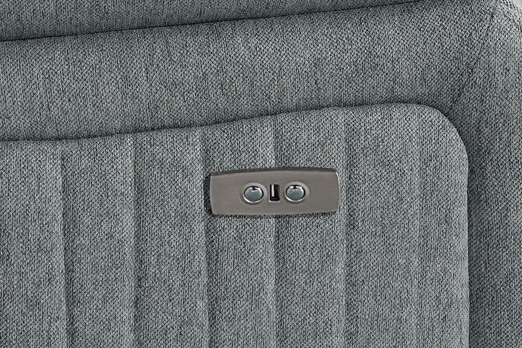 Grey Fabric Electric Recliner Armchair Pillow Top Arms