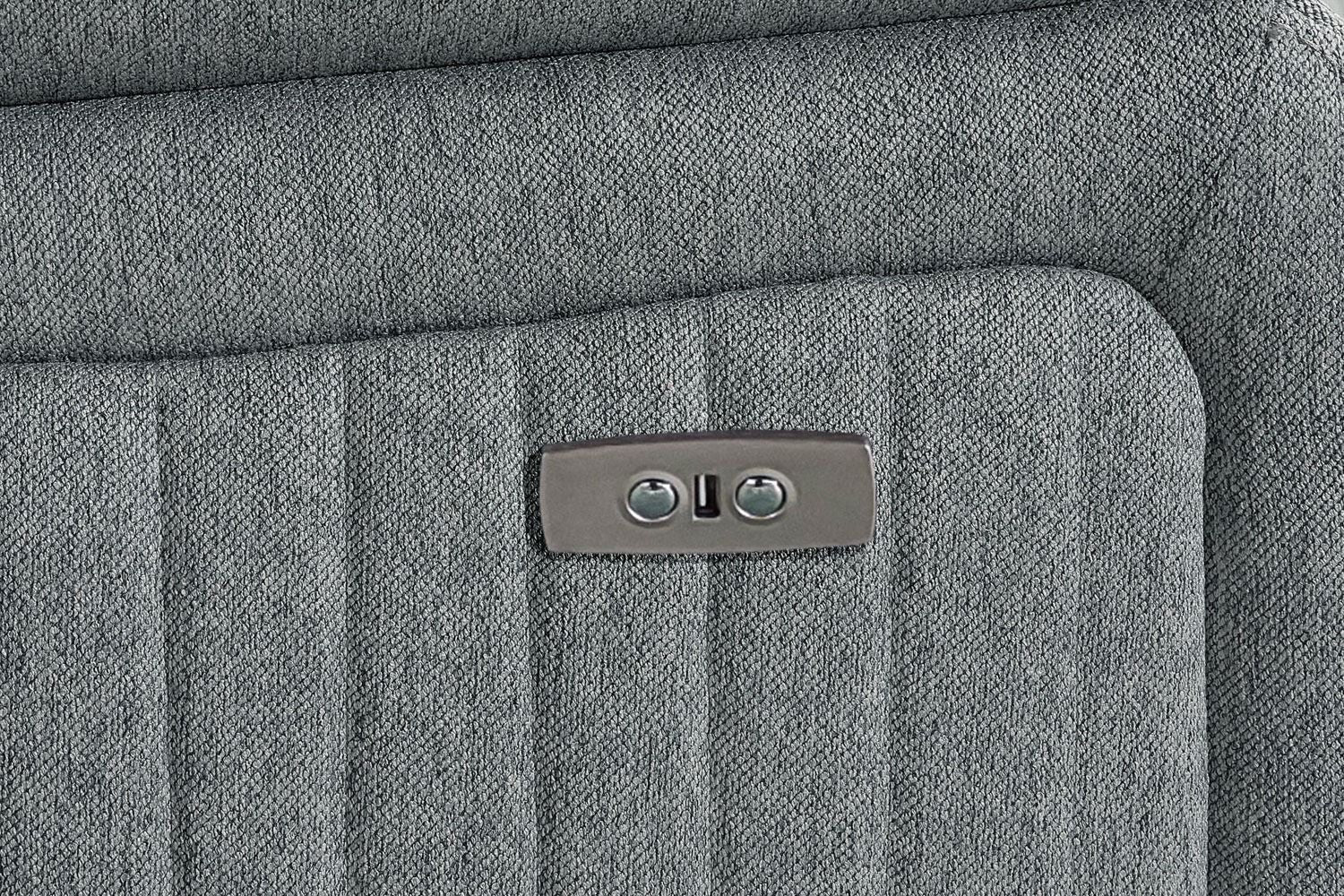 Grey Fabric Electric Recliner Armchair Pillow Top Arms