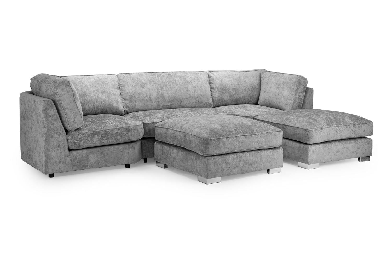Platinum Fabric U Shape Pillow Back Large Corner Sofa