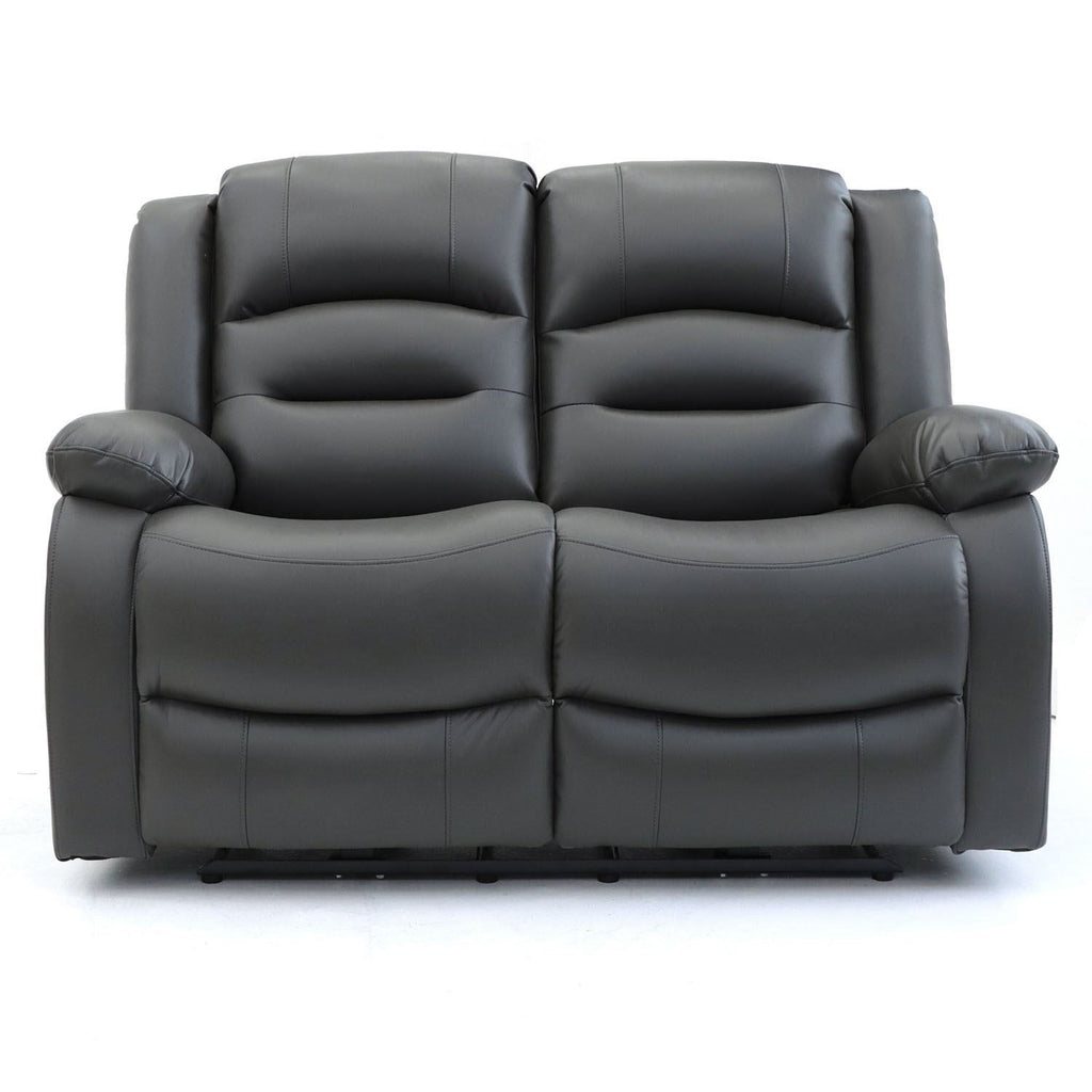 Grey Leather Effect 2 Seater Electric Recliner Sofa