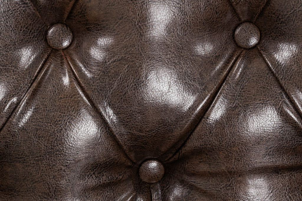 Antique Brown Leather Effect Buttoned Design Armchair