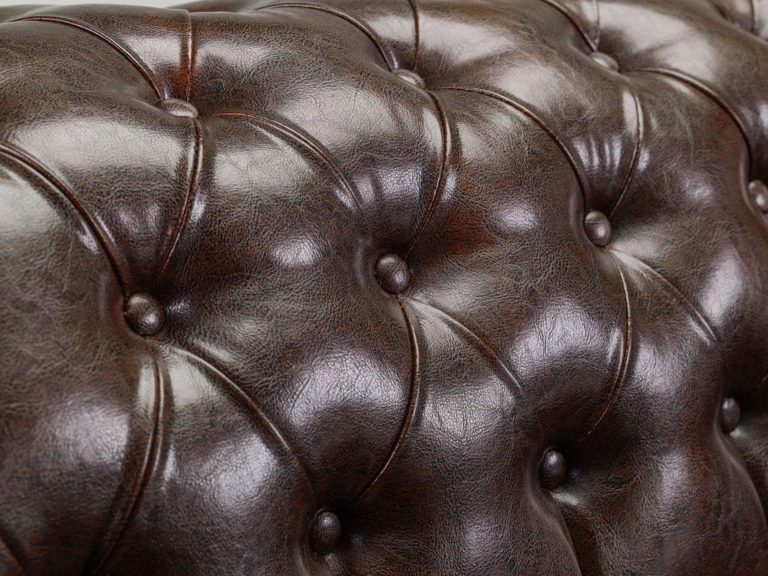 Antique Brown Leather Effect Buttoned Design Armchair