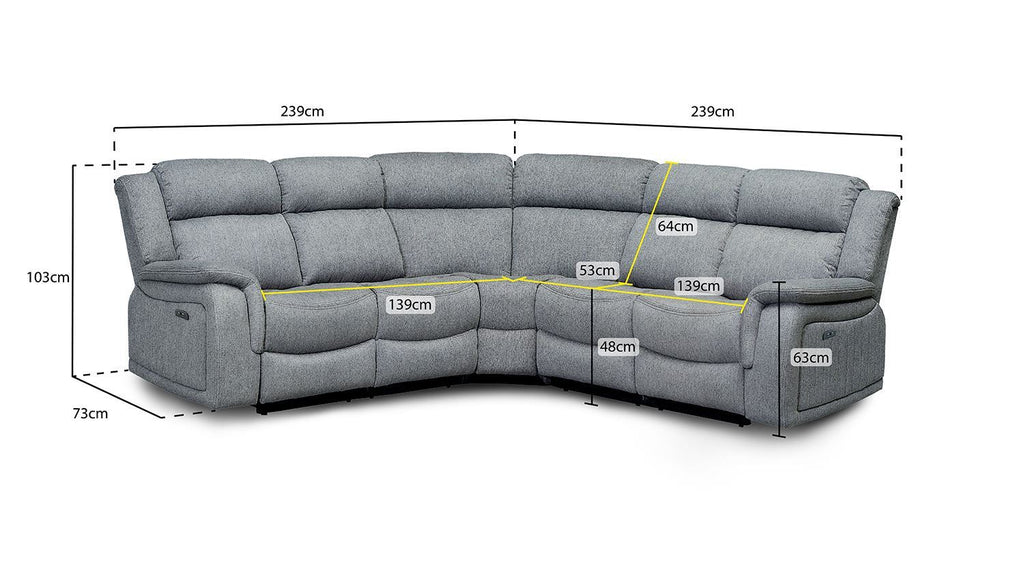 Grey Fabric Large Electric Corner Recliner Sofa